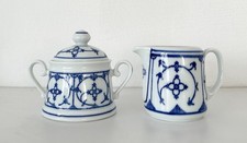 Bareuther Bavaria Germany Zuckerdose + Milchkännchen Indisch Blau Strohblume