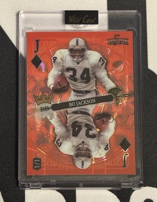 Bo Jackson 1/1  Stacked Deck- Wild Card 5 Card Red Jack Of Diamonds Rare Raiders