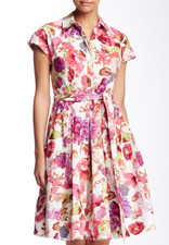 Eliza J Floral Midi Dress Womens 4 Floral Pink Purple Fit Flare Pockets Wedding 