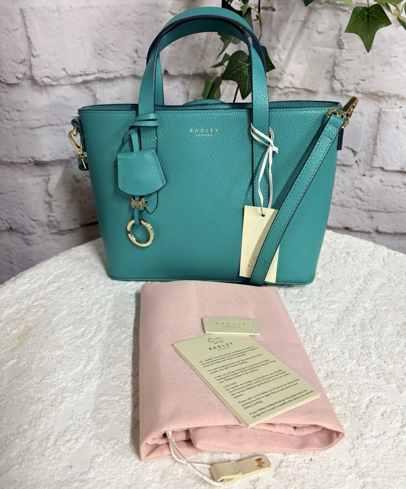 👜RADLEY BNWT Green Grain Leather “Silk Street” Small Multiway Handbag RRP £139