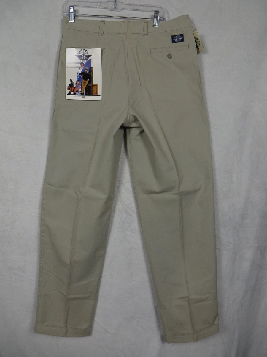 Pantalon Dockers Homme 40x30 Beige – Chinos Khaki Coton Plissé Classique