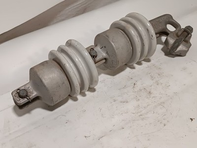 Porcelain high-voltage electrical insulator, 45 Ft/Lb, 6-3/0 ACSR, 6-4/0 AL