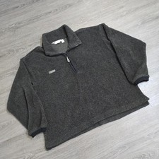 Vintage Columbia Deep Pile Sherpa Fleece 1/4 Zip Pullover Made In USA Gray SOFT 