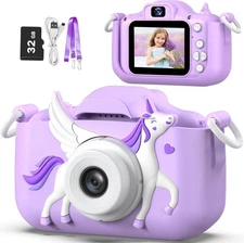 Kids Selfie Camera Toys for Girls Age 3-9, Digital Video Camera Toy with Prot...