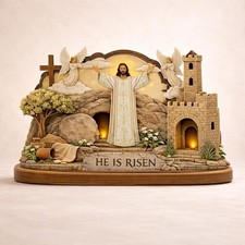 He Is Risen Easter Wooden Sign   2D Empty Tomb Christian Tabletop Decor