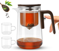 Glass Teapot with Infuser 800Ml Heat Resistant Borosilicate Glass Clear One Touc