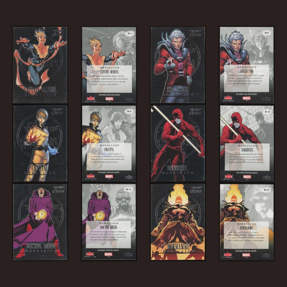 Juego completo de 50 cartas medallones Marvel Fleer Ultra Avengers 2022 Hulk Iron Man Foto 4 de 4