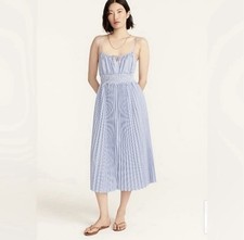 J. Crew Blue & White Striped Smocked Midi Sundress Size 10