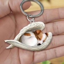 Cat Dog Sleeping Angel Acrylic Keychain #F Jack Russell Terrier X1 Hot