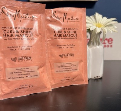 2X Shea Moisture Coconut & Hibiscus Curl & Shine Hair Masque 2oz/57g