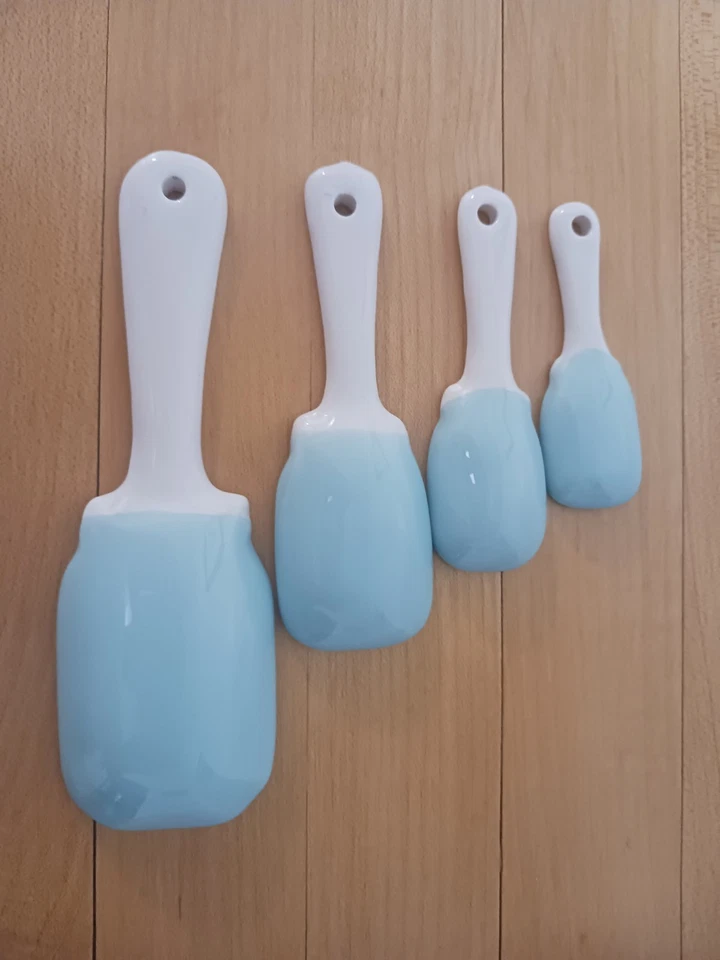 World Market Mason Ceramic Stacking  Measuring Spoons Light Blue Aqua Set 4 - Image 2 of 4