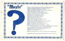 Maybe? Multiple Choice Question Postcard Antique Divided Back