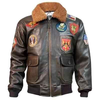 Top Gun Brown Leather Jacket for Men | Official Top Gun G-1 Flight Jacket