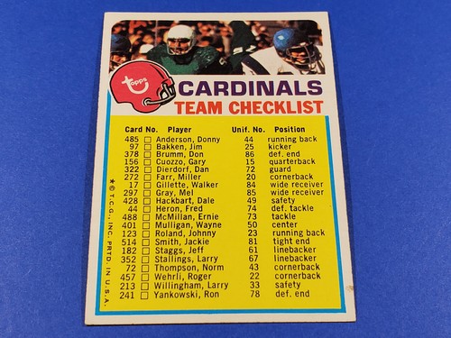 1973 TOPPS FUSSBALL # KARDINALS TEAM CHECKLISTEN HOCHGRADIG IN DER NÄHE NEUWERTIG NRMT
