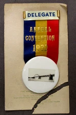 1932  DELEGATE Tacony-Palmyra Bridge PA. celluloid ribbon badge pinback button +