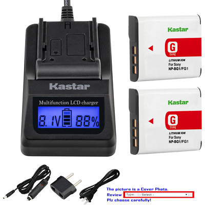 Kastar Battery LCD Fast Charger for Sony NP-BG1 Sony Cyber-shot DSC-H10 Camera
