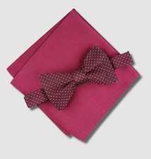  55 Alfani Men's Red Roy Geo Printed Pre-Tied Bow Tie  Pocket Square Set