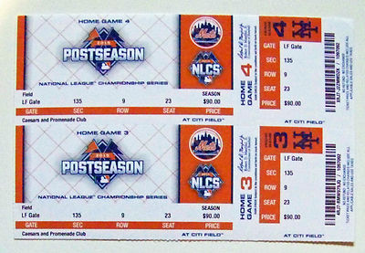 NY Mets Citi Field FULL unused Strip home ticket 2015 NLCS games 3&4 not played