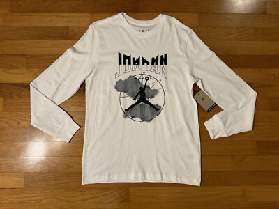 New M Nike Air Jordan Sport Vitruvian Man Long Sleeve Shirt White DF7004-100 Men