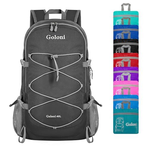 40L Ultra Lightweight Hiking Backpack Water Resistant Dark Grey Packable Bag  -image