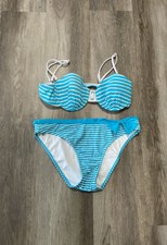 Women  s Two piece swim suit white blue bikini mix/match size large medium