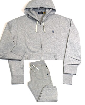 Polo Ralph Lauren Fleece Sweatsuit Jogger Zip Hoodie Pants Gray