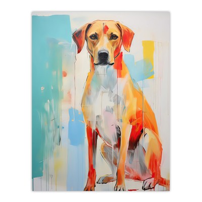Mein bester Freund süßes Hundeportrait türkis orange hell Gemälde Kunst Poster Druck