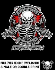 OLD SCHOOL OUTLAW BIKER V TWIN BIKE MOTORCYCLE RIDER SKULL HOODIE SWEATSHIRT
