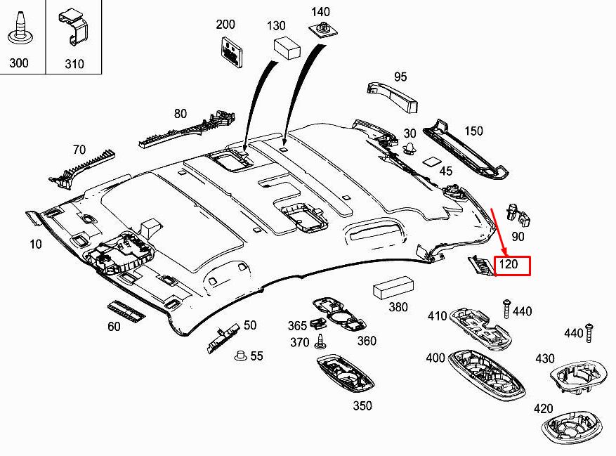 MERCEDES-BENZ S W222 Dachabsorber rechts A2226921660