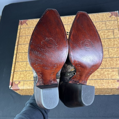 Vintage Women’s 7.5 Lucchese Charlie Horse Cafe Brush Calf Booties Metallic NEW - Picture 6 of 11