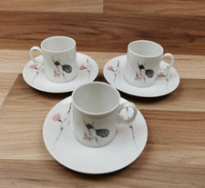 Set of 3 Vintage Thomas Germany Quince Porcelain Espresso Coffee Cups & Saucers