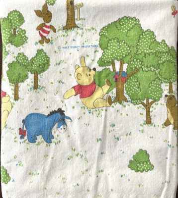 Vintage Winnie the Pooh Baby Blanket Hundred Acre Wood Flannel Receiving Blanket