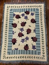 Lady bugs Ladybugs Flowers Leaves Spring Summer Cotton Throw Afghan Blanket NOS