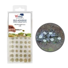 WWS Static Grass Tufts x 100 – Melting Snow, 2mm – Model Railway Wargame Scenery