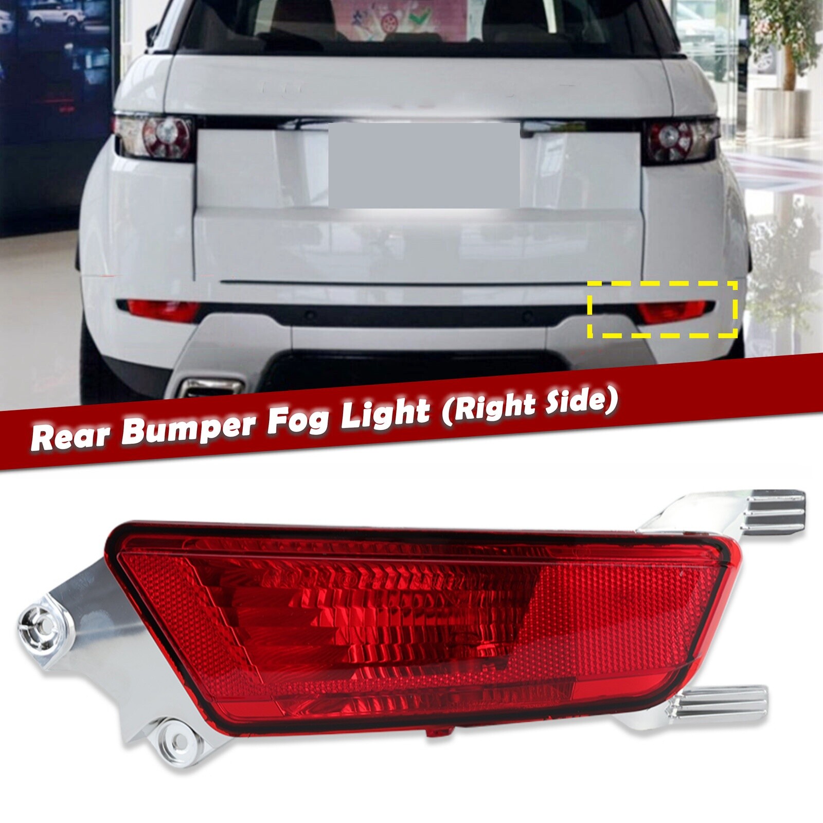 Possbay Right Side Rear Bumper Reflector Light For Land Rover Range Rover Evoque 2011-2018 – Red LED
