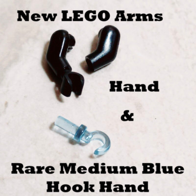 New LEGO Pirate Arm Set Right Left Hands HOOK HAND MED BLUE Trans Blue Unique