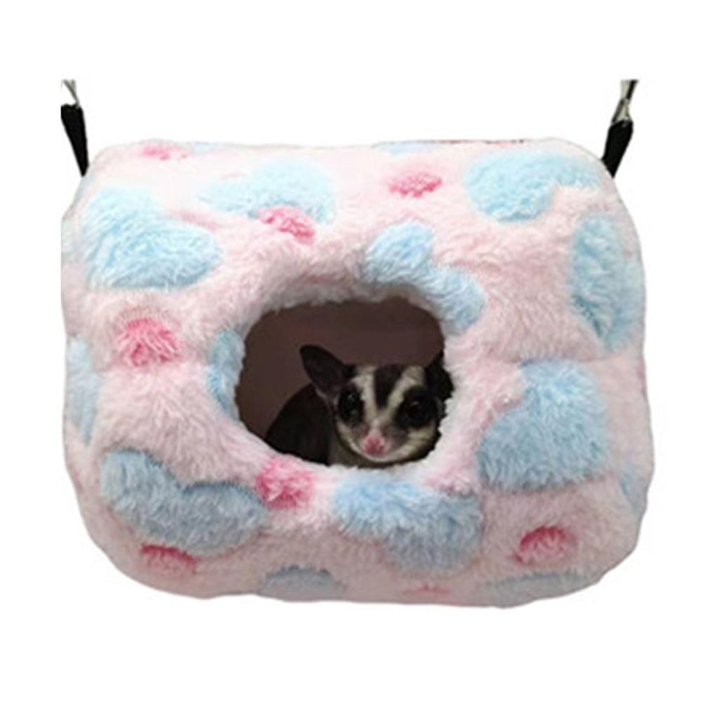 Wontee Haustier-Schlafsack Für Kleintiere – Warmes Versteck Für Hamster, Igel, Größe M (15x25 Cm), Rosa Mit Katzenmotiv