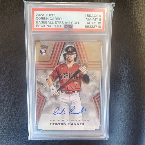 2023 Topps Baseball Series 2 Corbin Carroll Gold Autograph 15/50 PSA 8 Auto 10