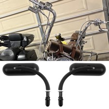 2x Oval Side Mirrors Rearview Black For Harley Fatboy Sportster Softail Breakout