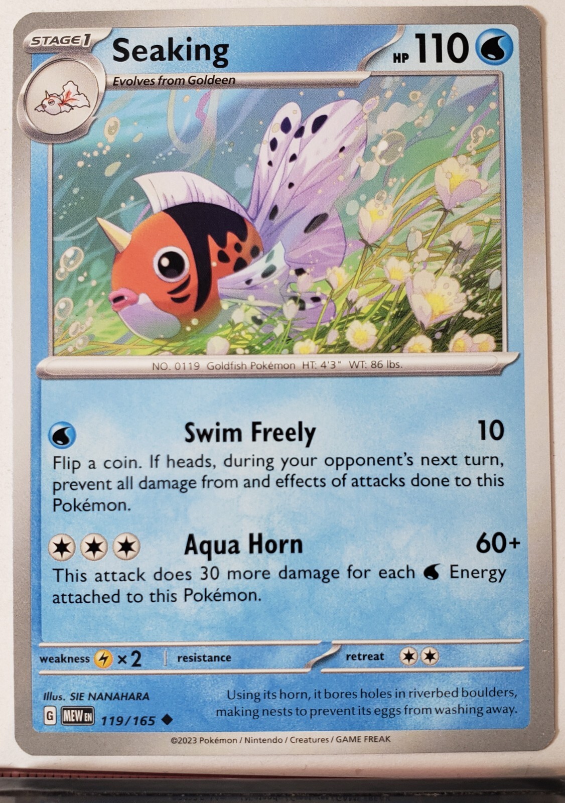 Seaking 119/165 NM / M - 151 Scarlet Violet Pokemon Card $2 Combined Shipping