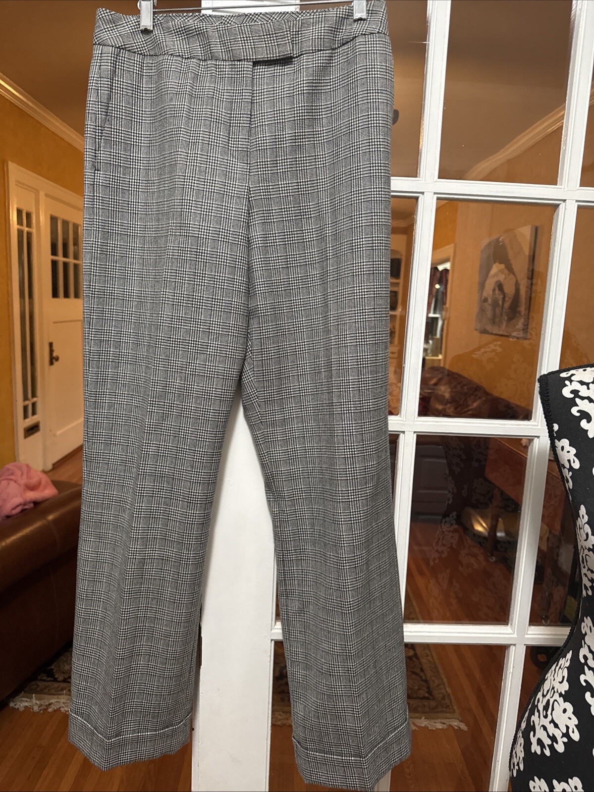 Pendleton wool houndstooth black white trouser cu… - image 1