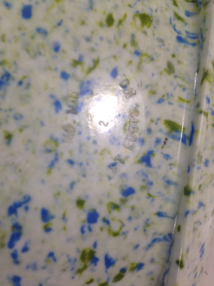 2 MCM Midmod Melamine Confetti Ashtray Irwin-Willert Co, No. 100, Green/Blue - Image 4 of 4