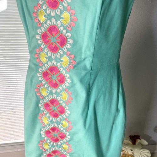 Vineyard Vines Caribbean Floral Embroidered Strapless Turquoise Form Fit Dress 8 - Picture 4 of 12