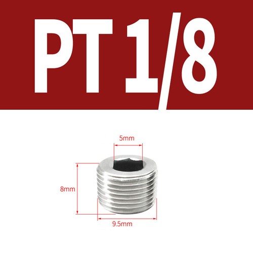 Edelstahl Innen Sechskant Stecker Ausblenden Stecker Kappe PT/NPT/BSP/Metrisch - Picture 11 of 66