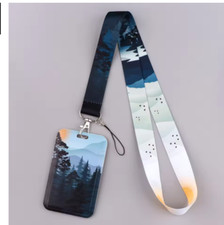 new 1set cartoon cute key chain Lanyard acrylic ID Badge Holder Key Neck Strap