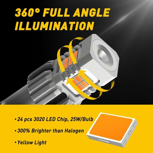 2X No Hyper Flash 1156 BA15S P21W 7506 LED Turn Signal Light Bulbs Amber Yellow - Picture 3 of 10