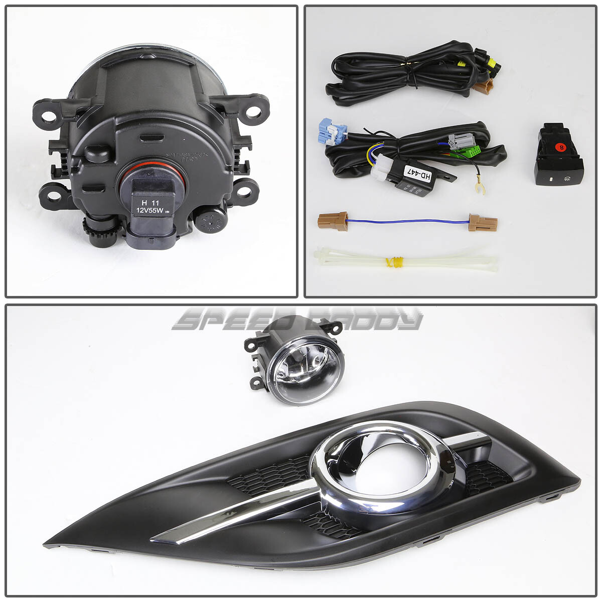 Clear Lens Fog Light Kit For 2010-2011 Honda CR-V - Includes Switch & Halogen Bulbs