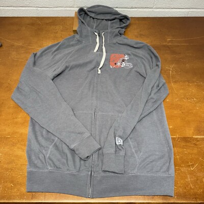 Cleveland Browns Jacket Mens Large Gray Full Zip Football NFL Hooded