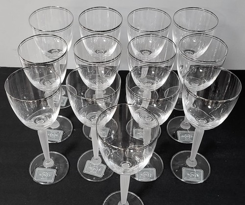 13 Lenox Federal Platinum Wine Goblets / Glasses Frosted Stem - 13 Never Used - Picture 3 of 7