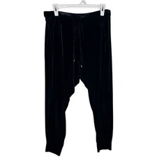 Eileen Fisher Black Velvet Velour Pull On Jogger Pant Size Medium